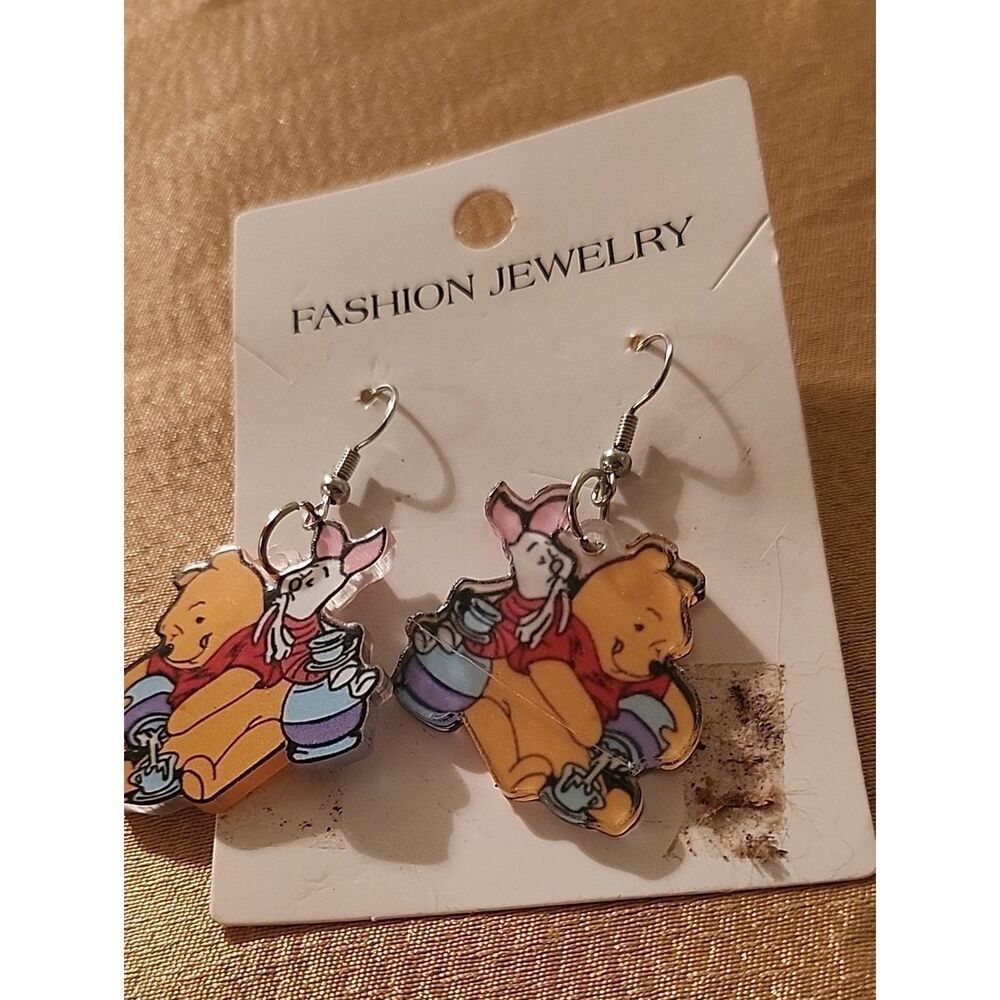 Winnie-the-Pooh Piglet & Pooh Drop Earrings - Yellow, Pink, Blue